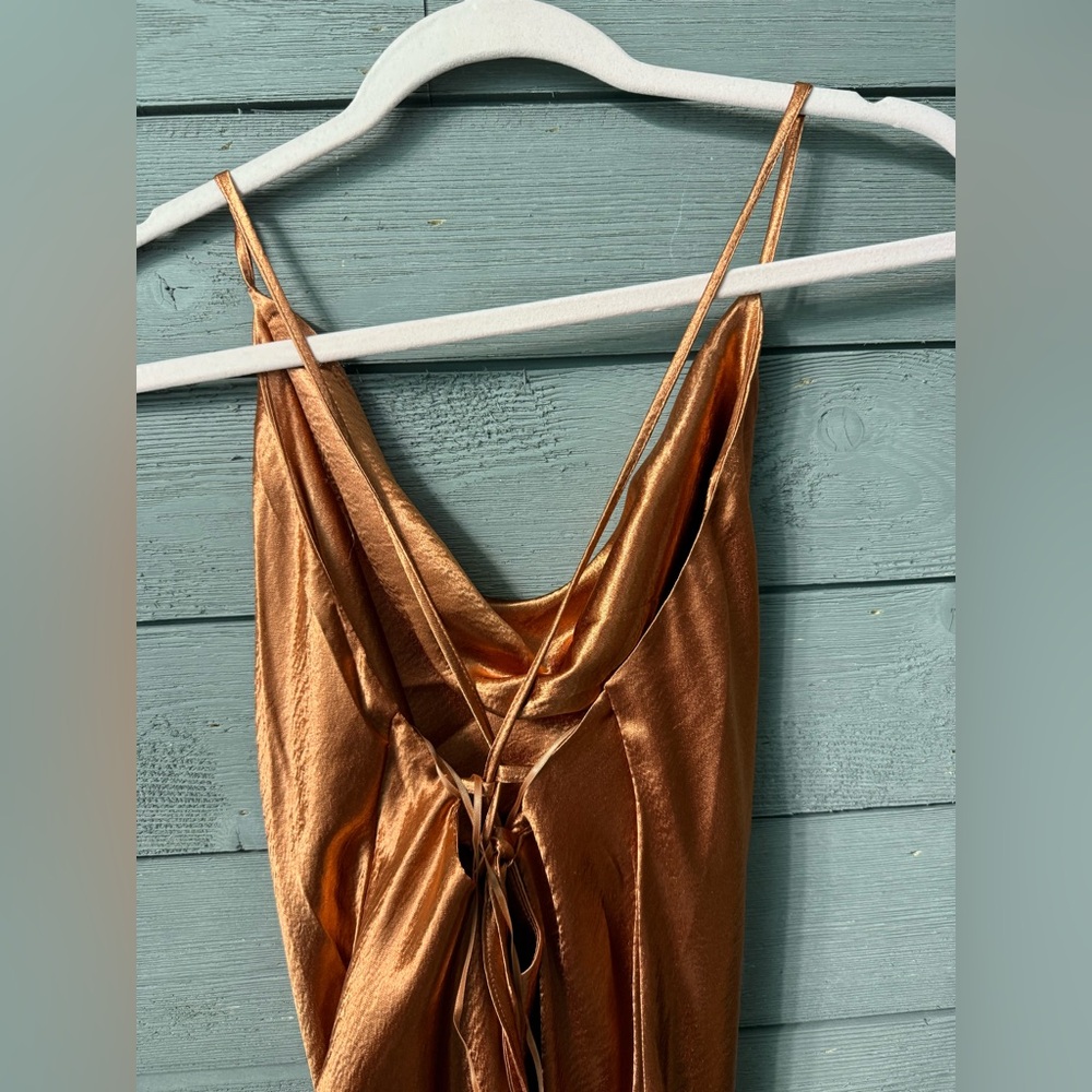 NWT ASOS Bronze Rust Satin Slip Dress Sz 10 Cocktail Party Wedding Date Night - Picture 10 of 14